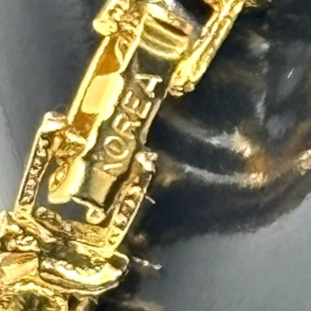 Vintage Gold Tone Metal and Faux Sapphire Faux Diamond Tennis Style Bracelet 80s - Picture 9 of 13